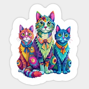 Tie-dye Cats Sticker